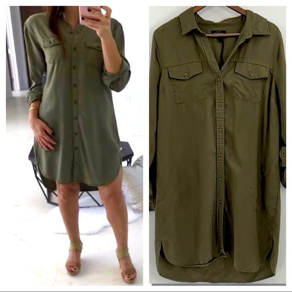 Lucky Brand Dresses & Skirts - LUCKY BRAND Harper Army Green Shirt Dress size L